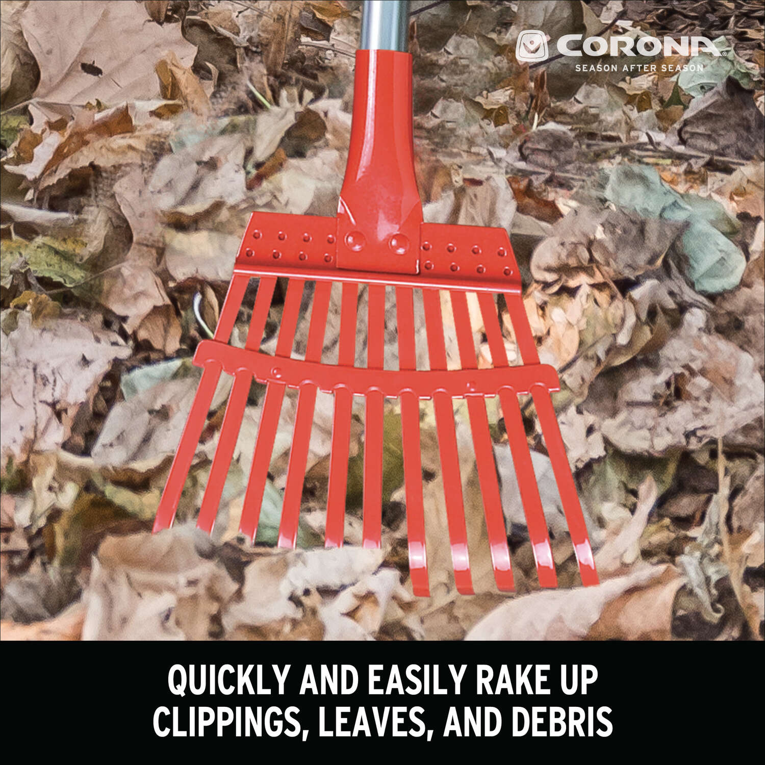 Corona 62 in. 11 Tine Steel Shrub Rake Aluminum Handle