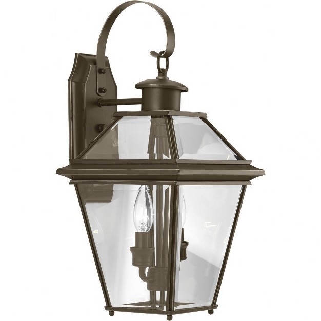 Progress Lighting Burlington 2 light Outdoor Wall Lantern Antique Bronze Clear Beveled Glass