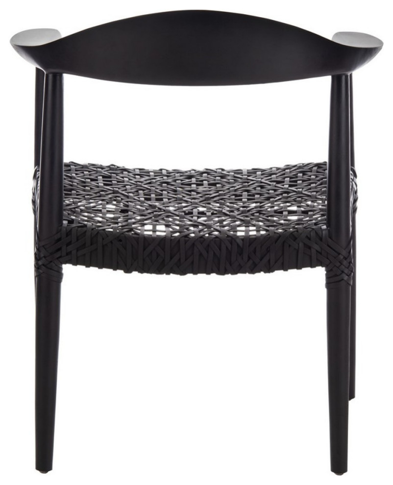 Helen Leather Woven Arm Chair Black   Midcentury   Armchairs And Accent Chairs   by V.S.D Furniture  Houzz