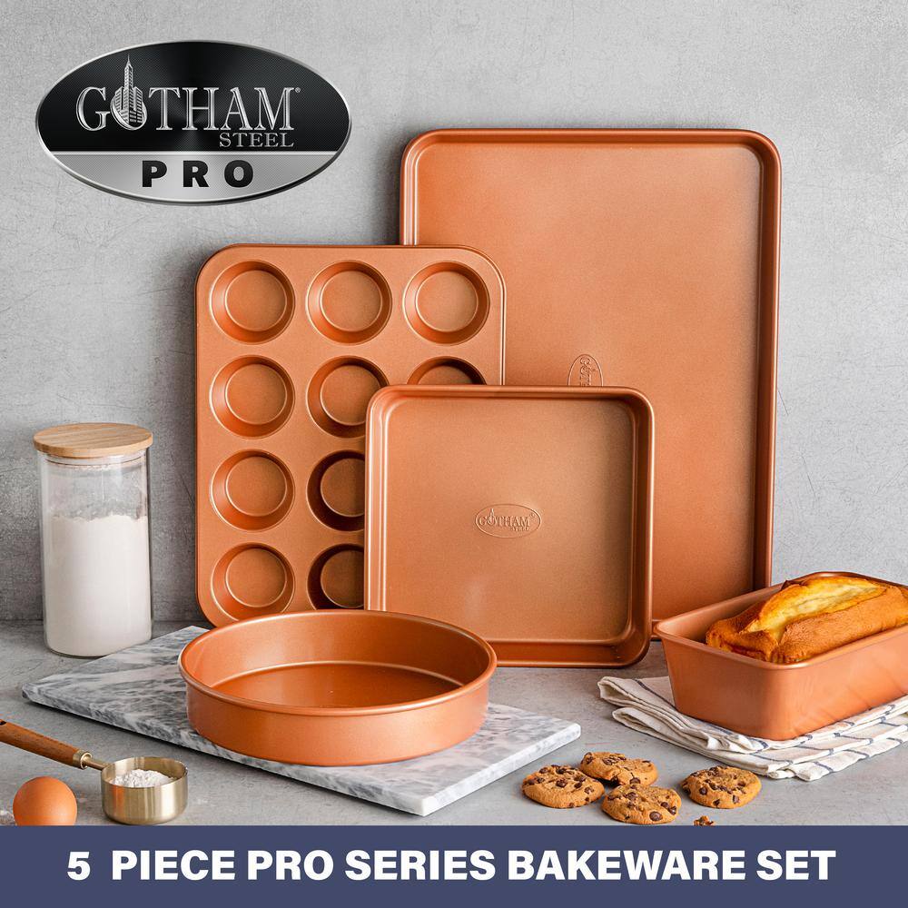 Gotham Steel 5-Piece Aluminum Ti-Ceramic Nonstick Ultimate Bakeware Set in Copper 1508