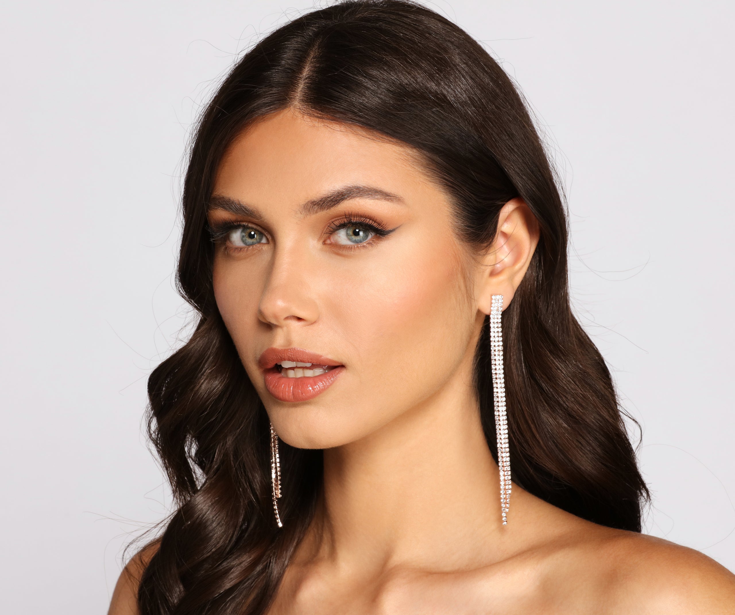 Glamorous Babe Rhinestone Fringe Earrings