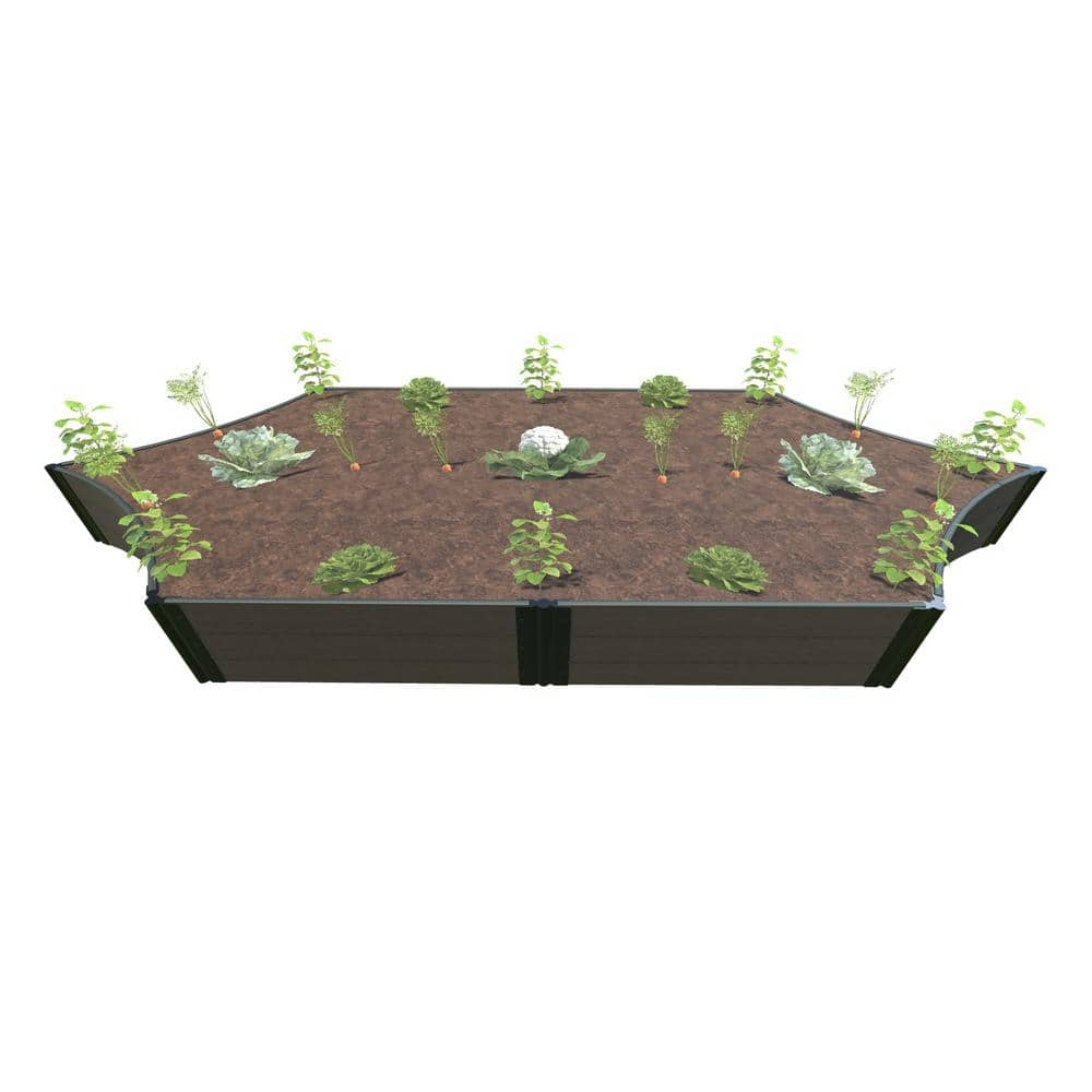 Frame It All 6 ft. x 16 ft. x 16.5 in. Weathered Wood Composite Silver Salver Scalloped Raised Garden Bed - 1 in. Profile 800003067