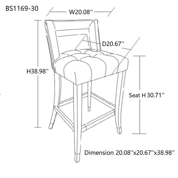 Suede Velvet Barstool with nailheads ， Dining Room Chair with Birch Wood Leg for Dining Room Living Room