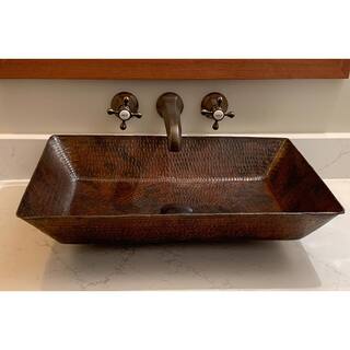 Premier Copper Products Rectangle 20 in. Hammered Copper Vessel Sink in Oil Rubbed Bronze VREC2014DB