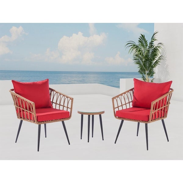 3 Piece Outdoor Garden Patio Bistro set with Side Table - Overstock - 37422065