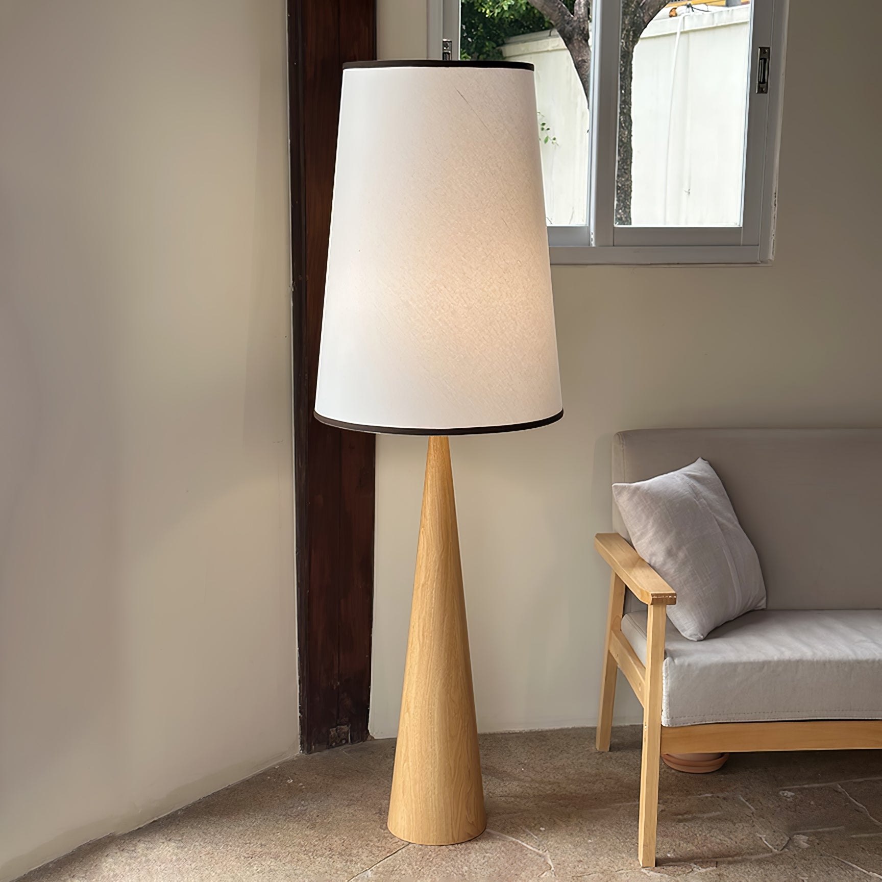 Faux Wood Conical Floor Lamp