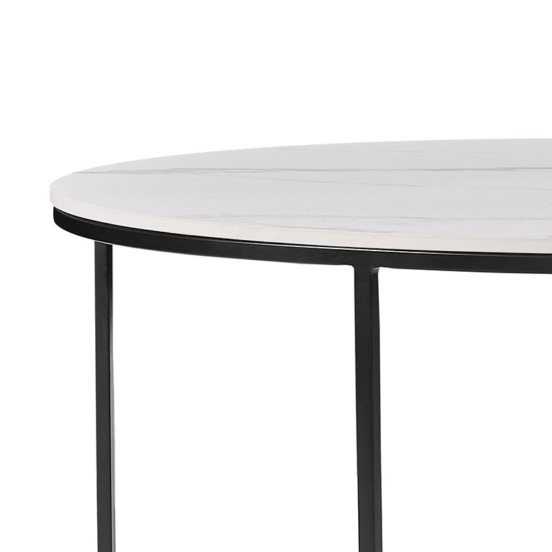 BRANDI Nest of 2 Tables 75/90cm - White Ceramic Marble