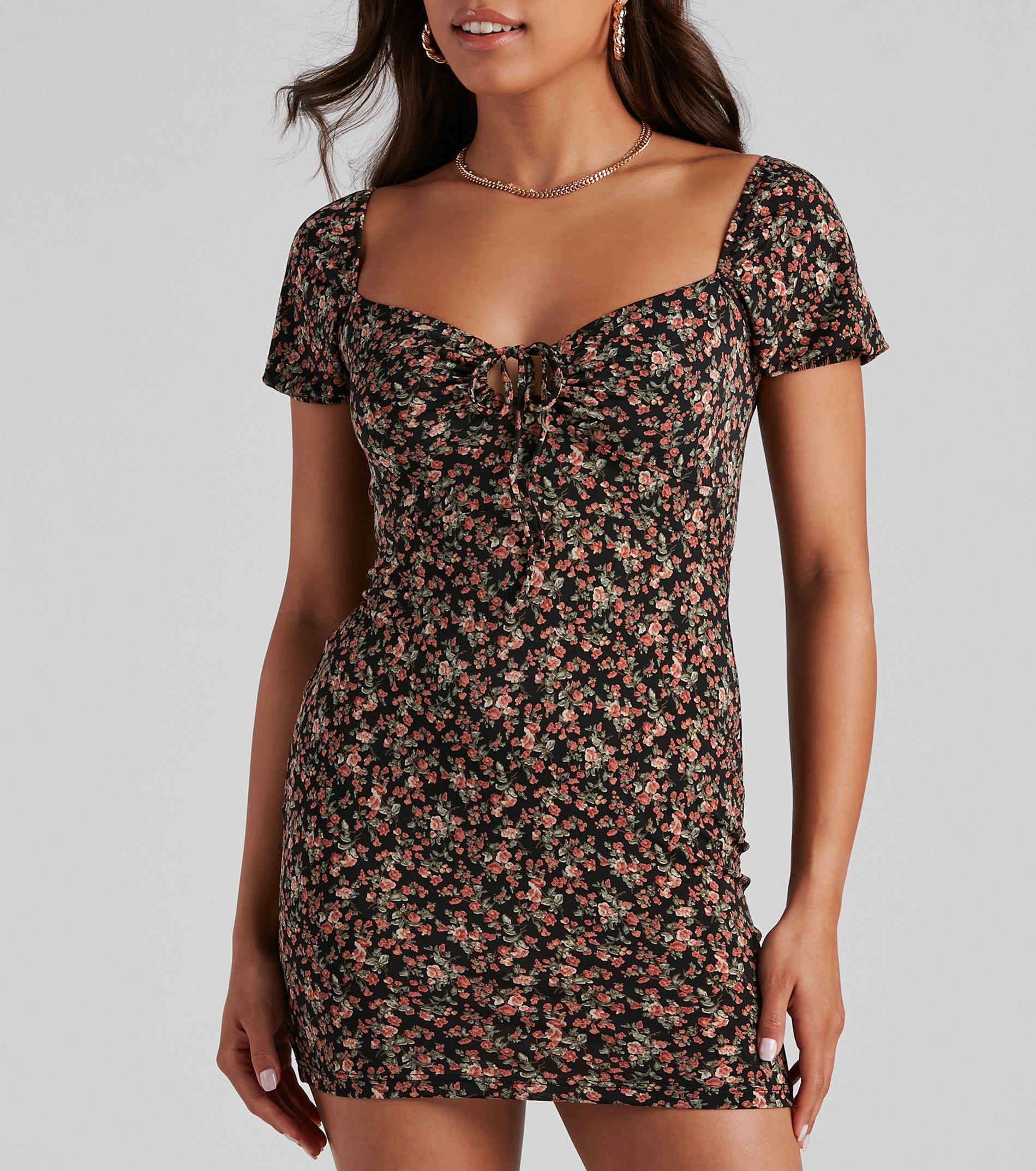 Floral Soiree Puff Sleeve Mini Dress