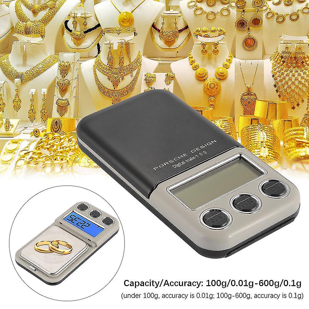 Dual-accuracy Digital Pocket Gold Jewellery Weighing Scales 100/ 0.01-600/0.1g