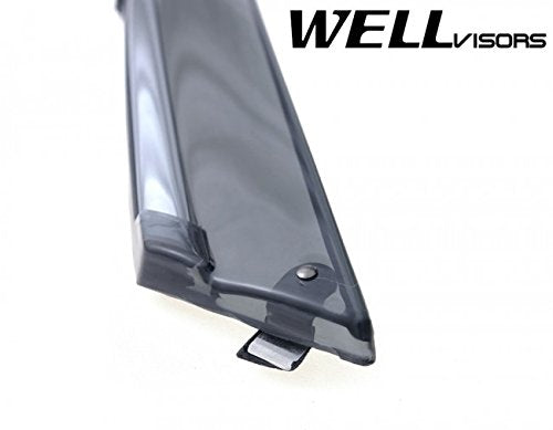 WellVisors Replacement for 2007-2012 Lexus ES350 Clip-ON Chrome Trim Smoke Tinted Side Rain Guard Window Visors Deflectors 3-847LX008