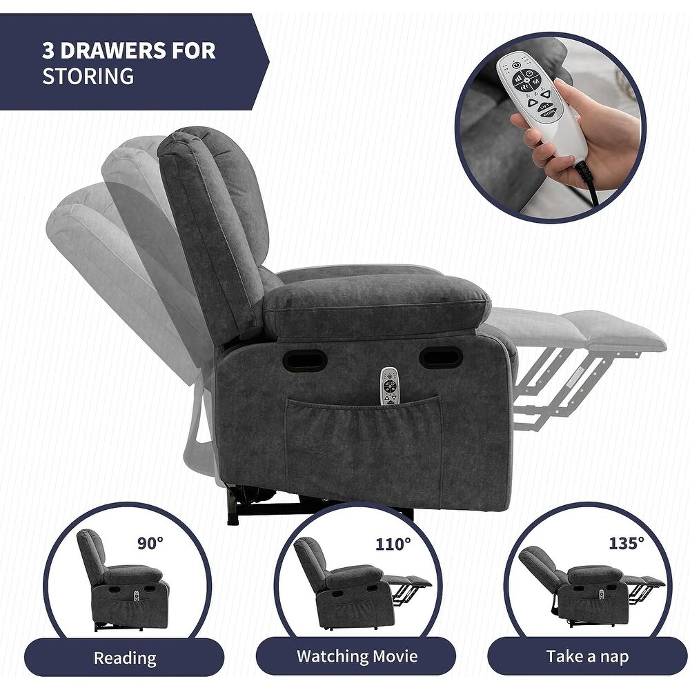 Mixoy Massage Recliner Chair with Heating  Adjustable Functional Chair with USB Port  Foldable Upholstered Sofa