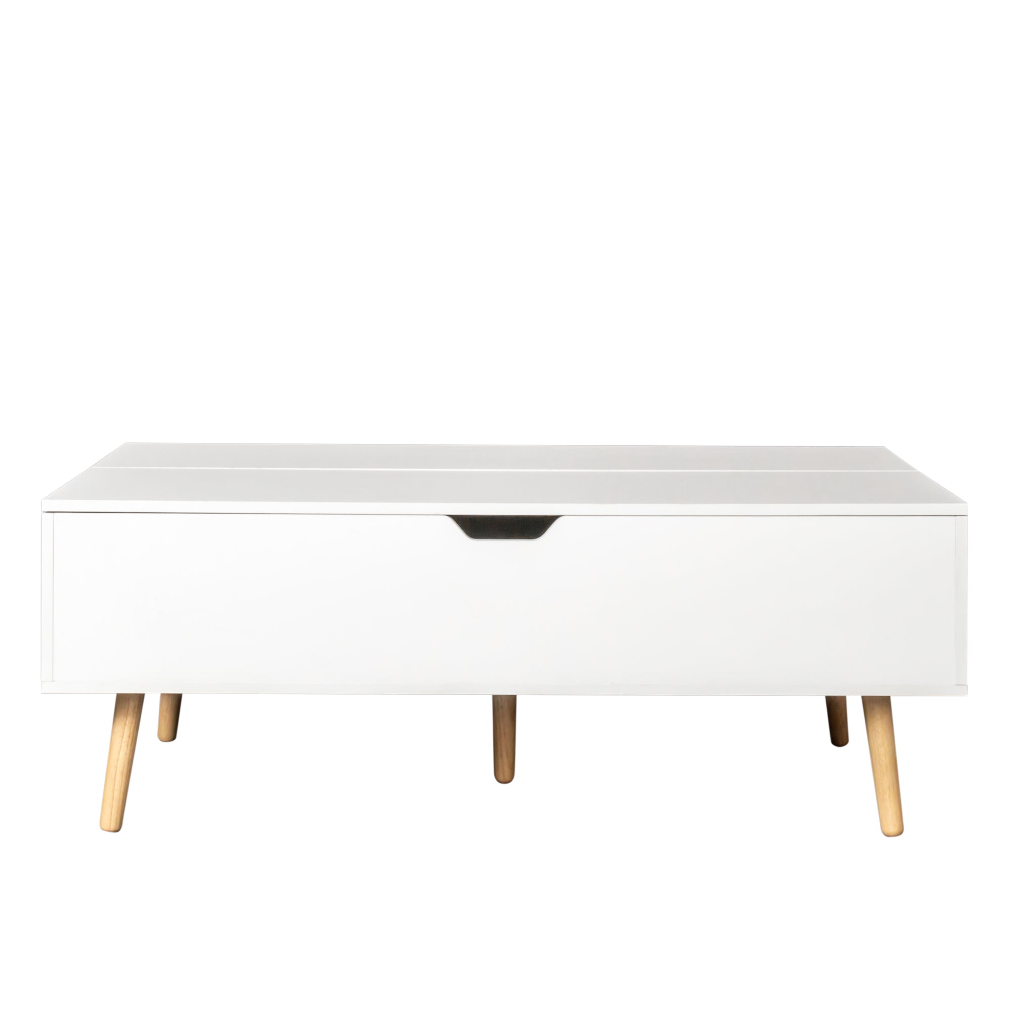 Semiocthome Modern Wood Lift Top Coffee Table with 2 Storage Drawers,White