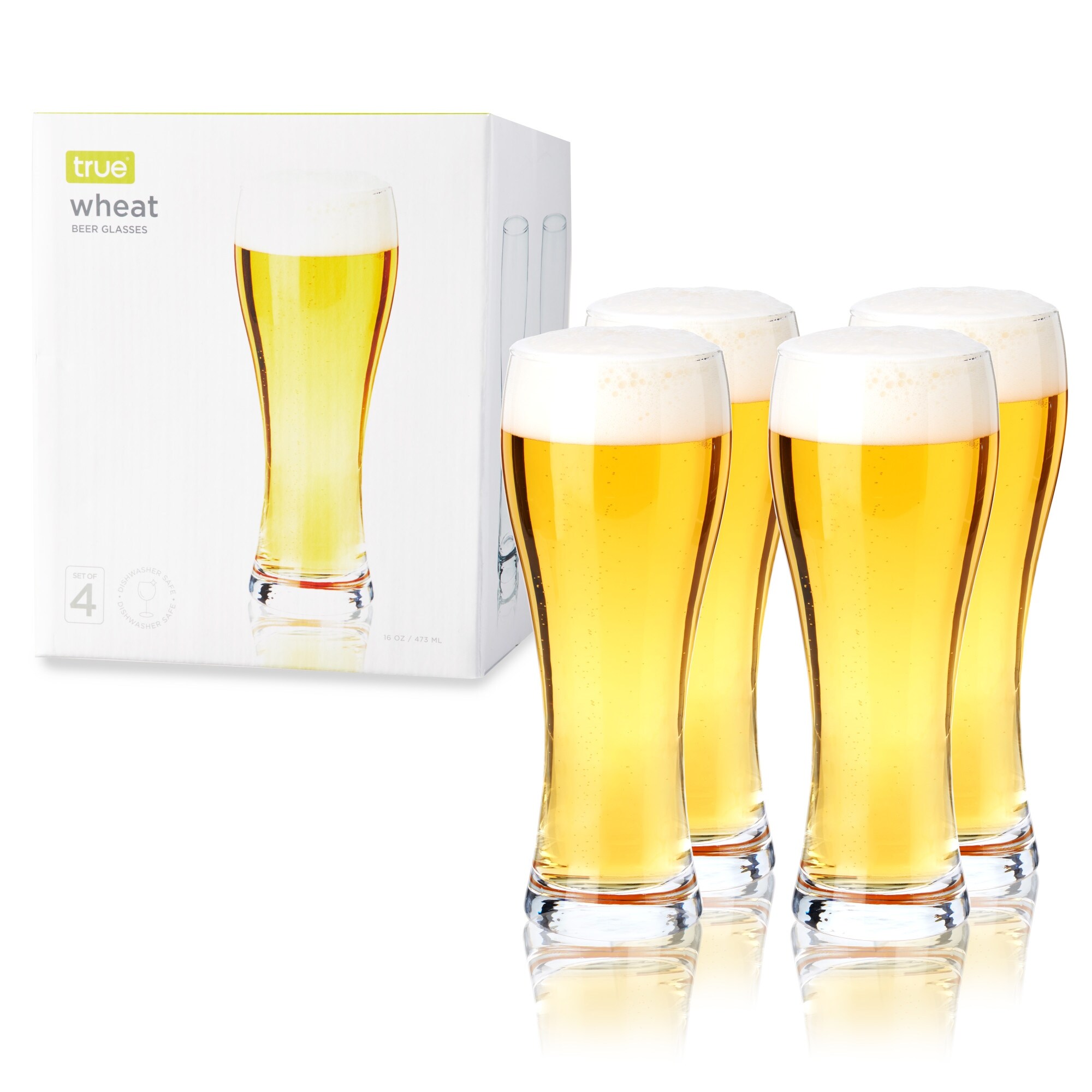 Wheat Beer Glasses， Set of 4 by True