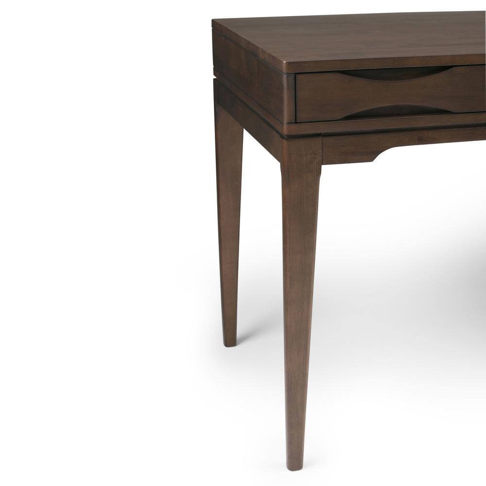 Simpli Home Harper Solid Hardwood Mid-Century Modern 60 in. Wide Writing Office Desk in Walnut Brown 3AXCHRP-10