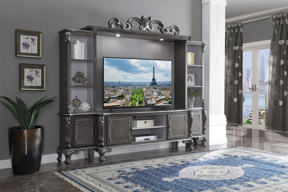 House Delphine Entertaiment Center  Charcoal Finish   Victorian   Entertainment Centers And Tv Stands   by Acme Furniture  Houzz