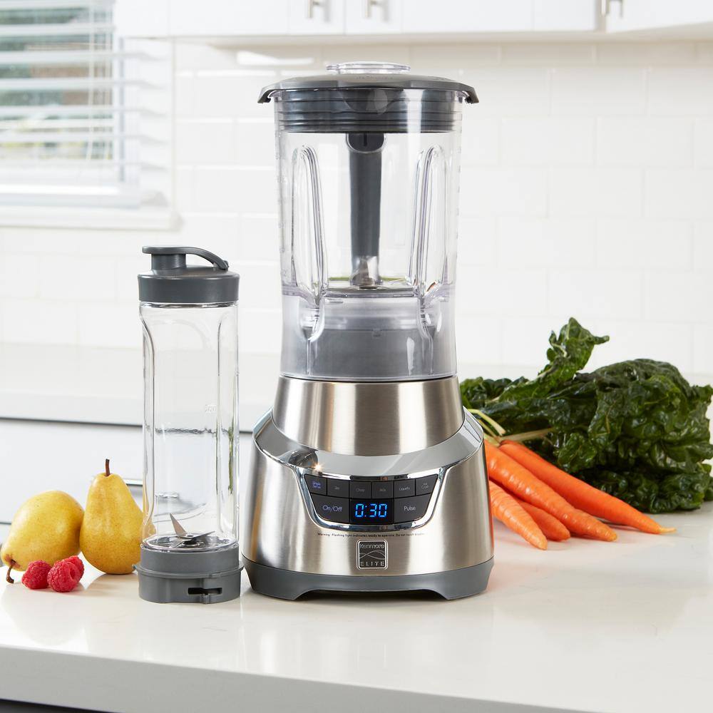 KENMORE Elite 64 oz. 5-Speed Stainless Steel Blender with 20 oz. Single-Serve Blending Cup KKEB1.3HSS