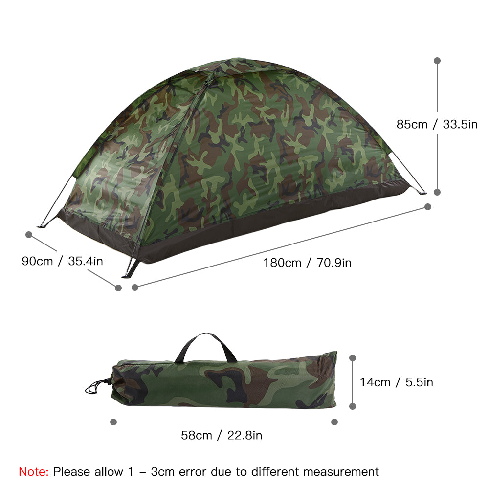 Camping Tent for 1 Person Single Layer Outdoor Portable Camouflage Travel Beach Tent