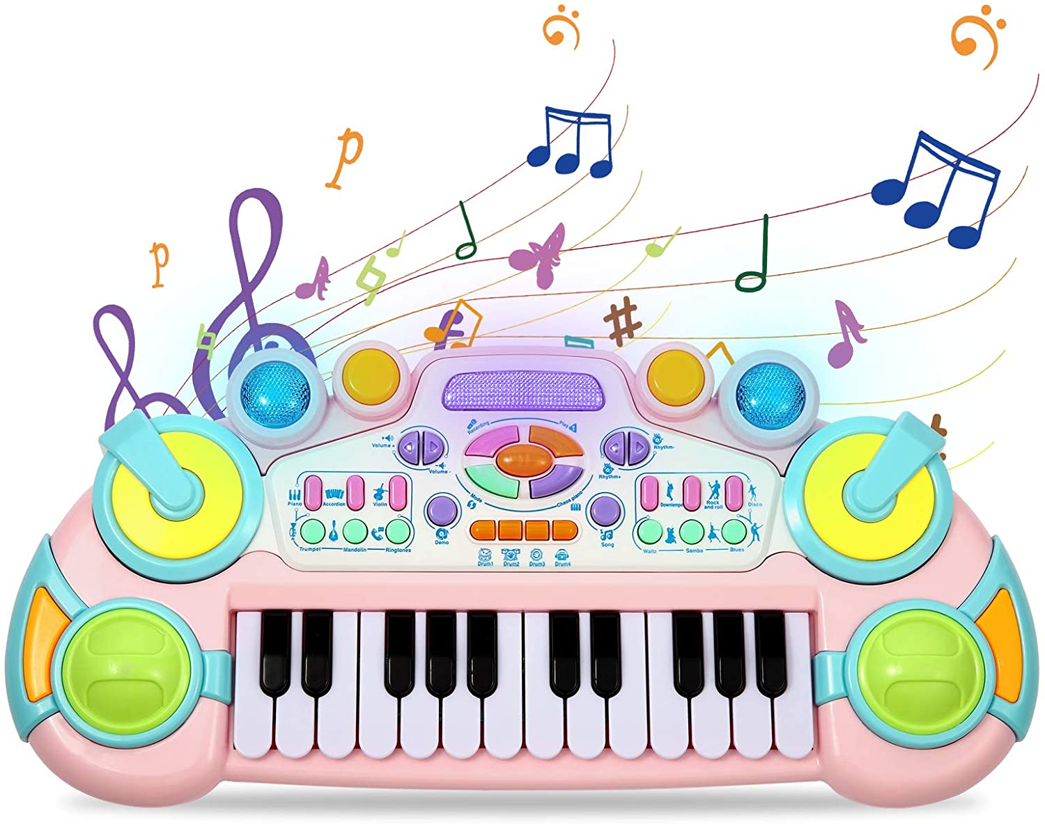 Zmoon Toddler Toys Piano Keyboard for Kids ， 24 Keys Light up Piano for Kids Baby Toy Musical Instrument