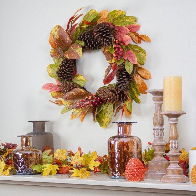 Northlight Leaves And Berries Twig Artificial Thanksgiving Wreath 26 inch Unlit