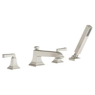 American Standard Town Square S 2-Handle Deck-Mount Roman Tub Faucet with Hand Shower in Brushed Nickel T455901.295