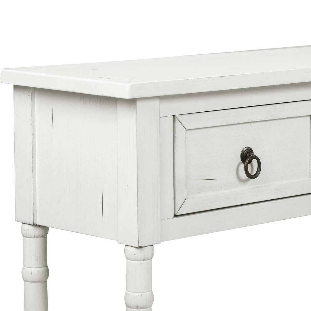 Console Table Sofa Table with Drawers and Long Shelf for Living Room