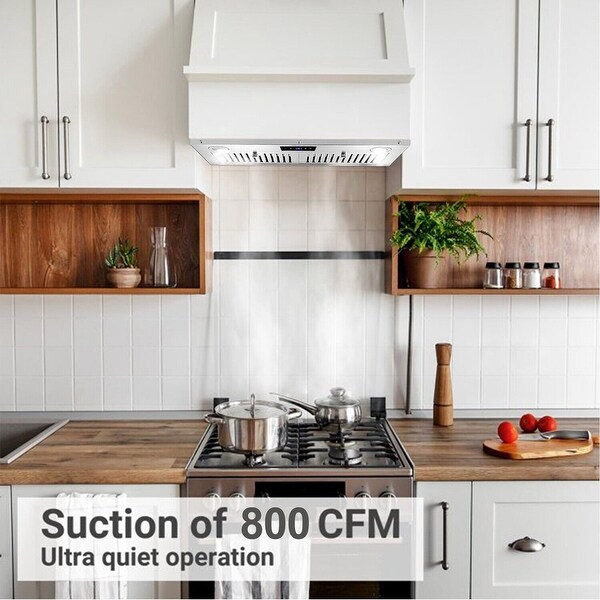 30 inch Insert Range Hood 800CFM Button / Touch Control Kitchen Built-In Vent Hood Stove Fan