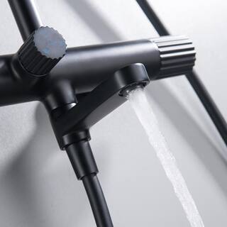 Tomfaucet 3-Spray Multi-Function Wall Bar Shower Kit with Tub Faucet in Matte Black TFB1161MB