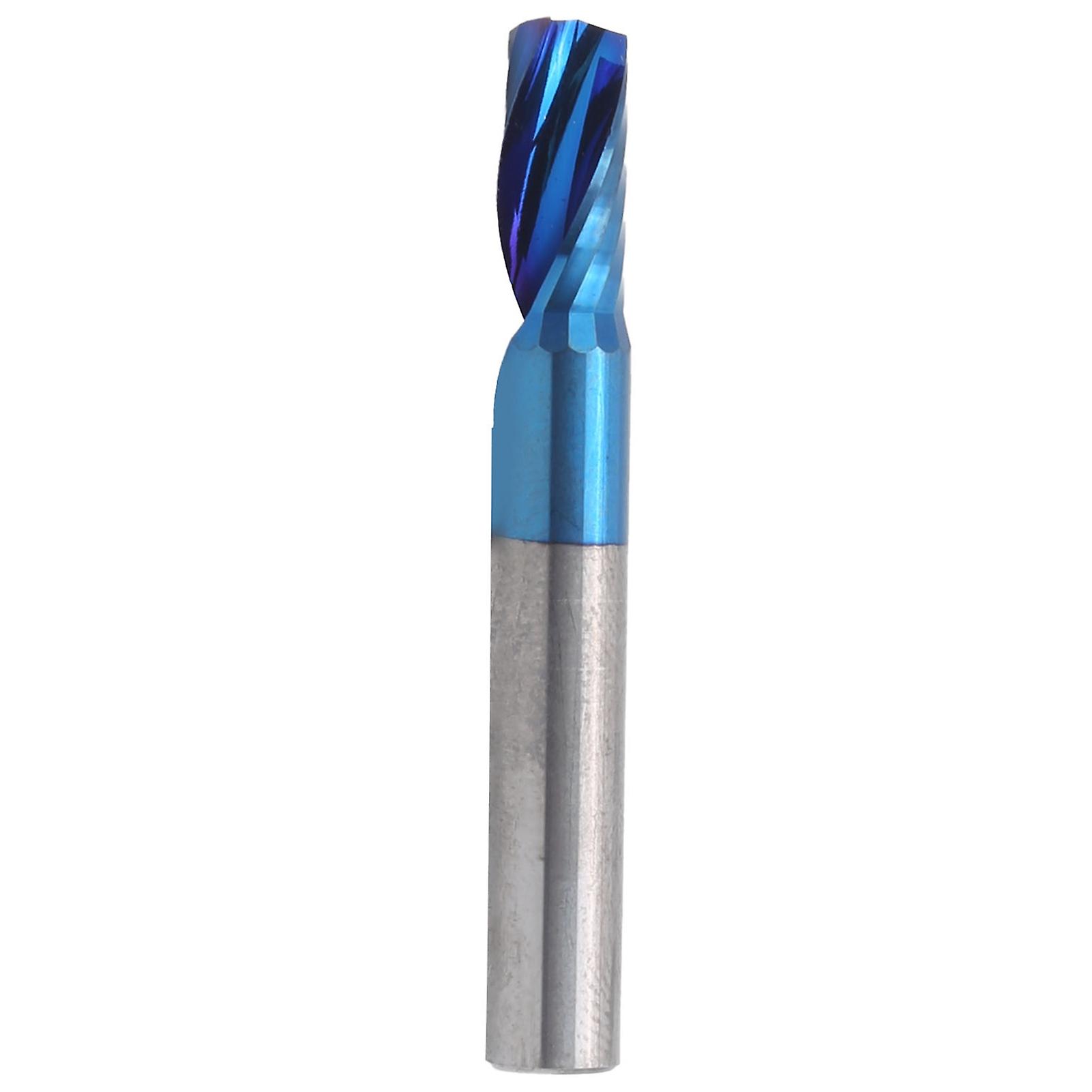 Spiral Milling Cutter Single Blade Tungsten Steel Blue Plating Hardware Cnc Tools 6x12x45