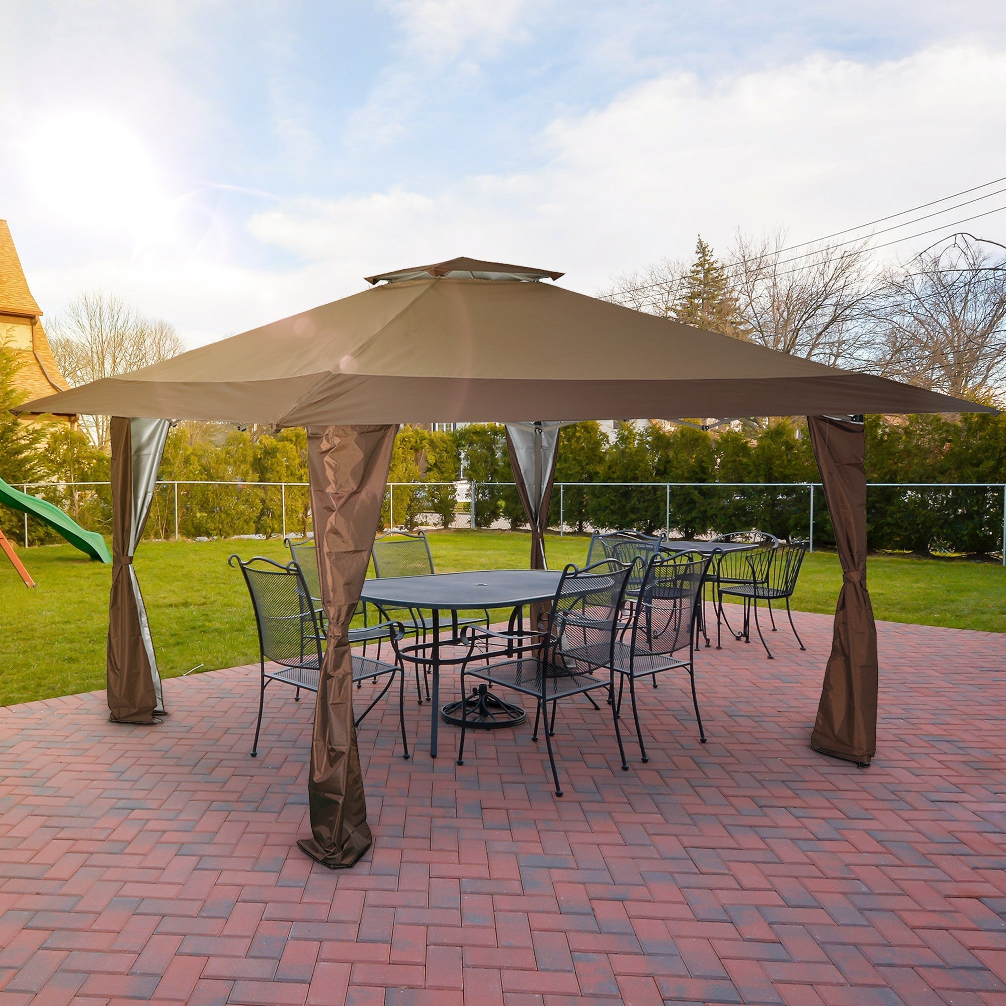 Sophia & William Brown 13' x 13' Pop-up Gazebo Canopy Gazebo Tent Shade Canopy