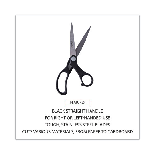 Universal Stainless Steel Office Scissors， 8.5 Long， 3.75 Cut Length， Black Offset Handle (92010)