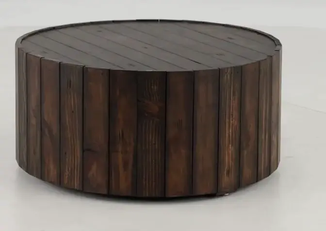 Dakota Reclaimed Wood Round Coffee Table with Casters