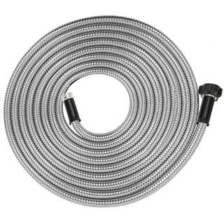 Dyiom 58 in. Dia. x 15 ft. Heavy Duty 304 Stainless Steel Water Garden Hose with Female to Male Connector B08DHSSWYX