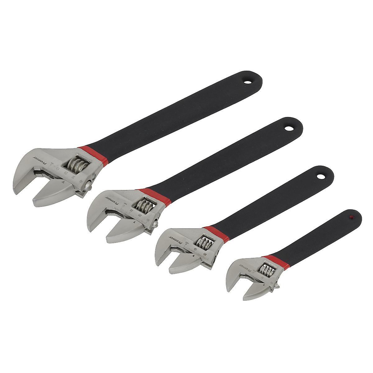 Sealey Ak9935 Adjustable Wrench Set 4Pc Ni-Fe Finish