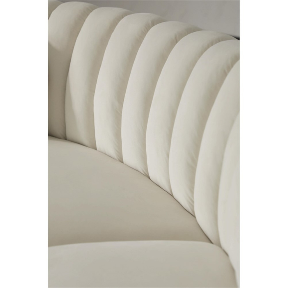 Legend Vansen 141 quotCurved Symmetry Modern Velvet Sectional Sofa in Cream   Midcentury   Sectional Sofas   by Homesquare  Houzz