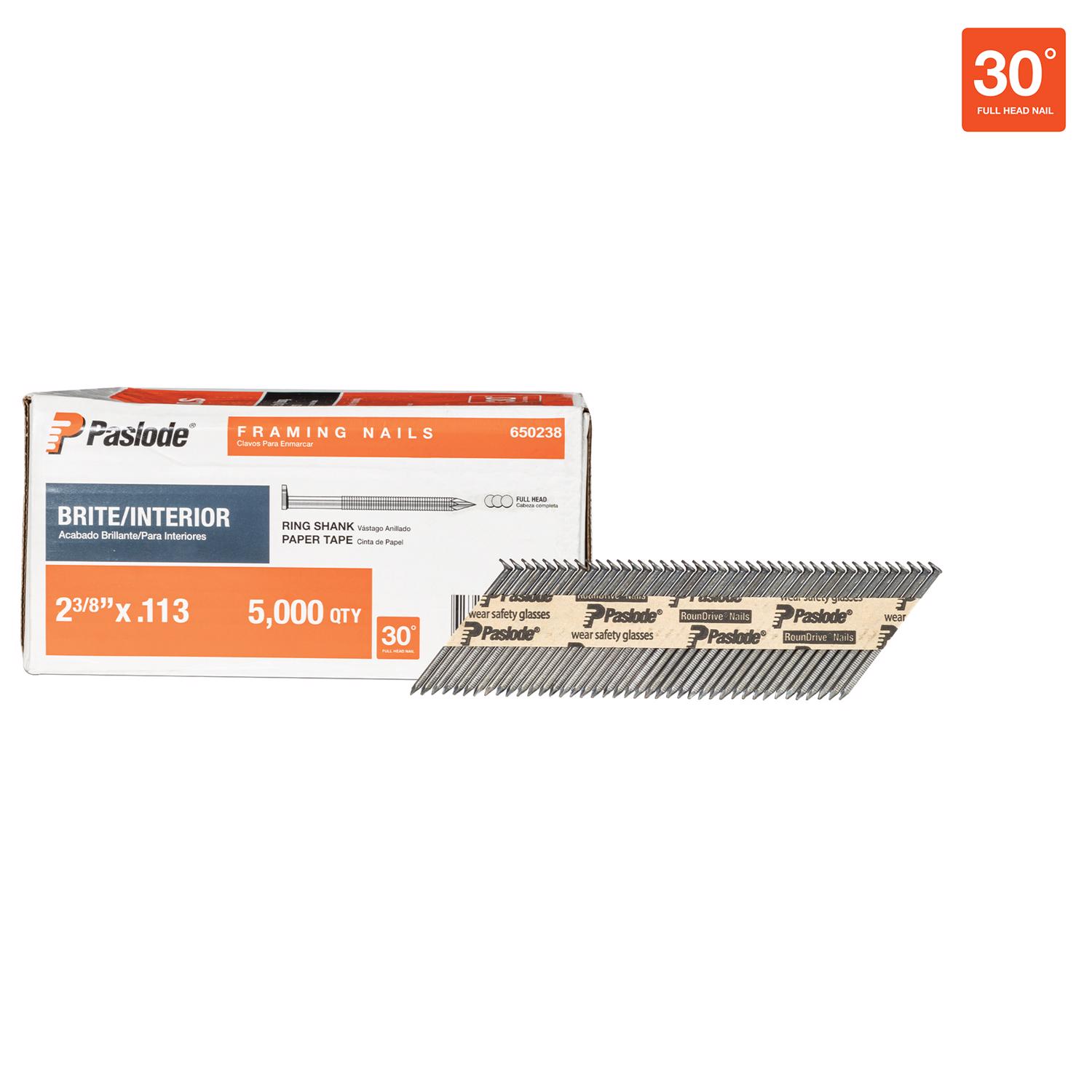 Paslode RounDrive 2-3/8 in. Angled Strip Brite Framing Nails 30 deg 1 pk