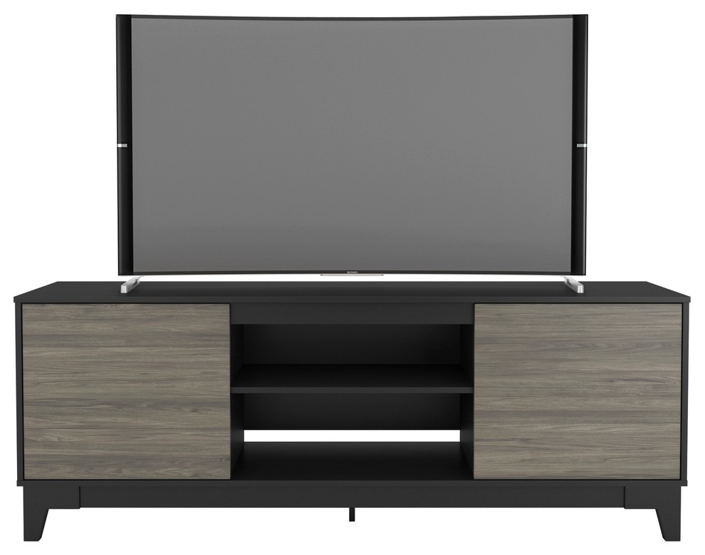 Nexera 402322 Rhapsody TV Stand  72 quot  Bark Gray/Black   Transitional   Entertainment Centers And Tv Stands   by Homesquare  Houzz