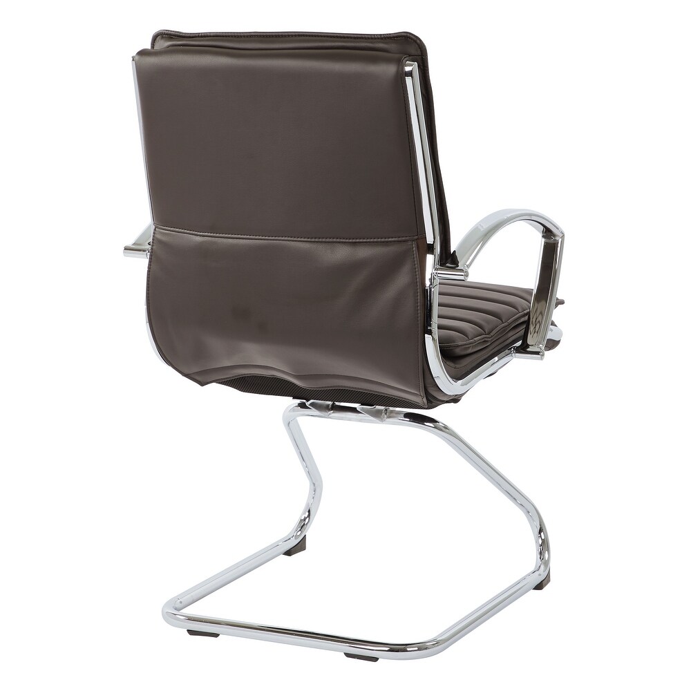 Guest Professional Faux Leather Chair with Chrome Sled Base and Removable Sleeves