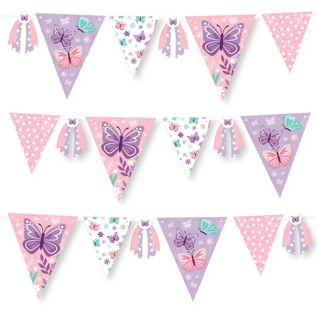 Big Dot Of Happiness Beautiful Butterfly Diy Floral Baby Shower Or Birthday Party Pennant Garland Decoration Triangle Banner 30 Pieces