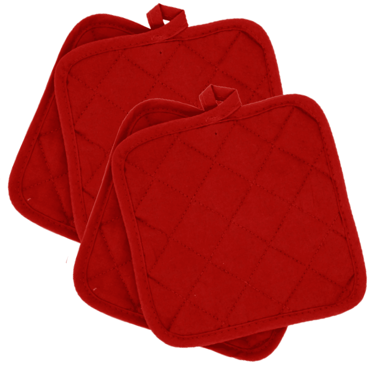 Pot Holders 7 Square Solid Color (Pack of 4) - Red - Pot Holders For Kitchen