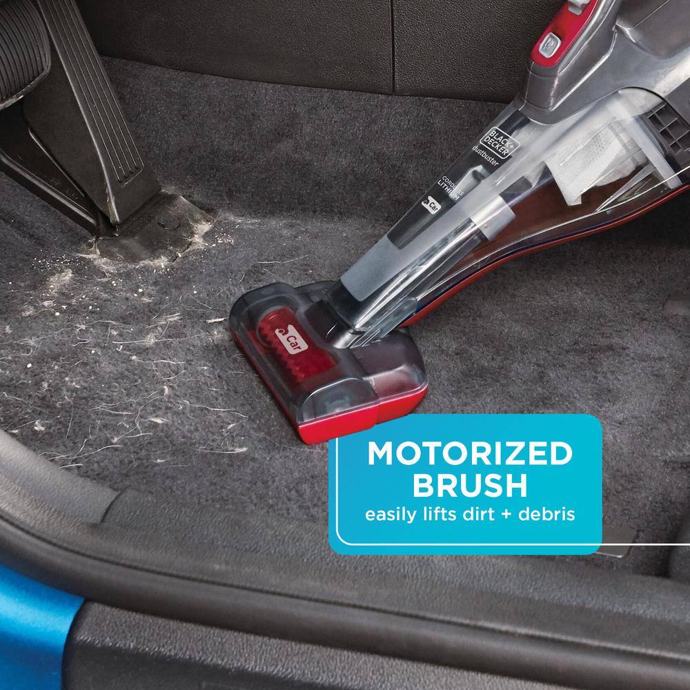 BLACK+DECKER Dustbuster QuickClean Cordless 12-Volt 1.8-Cup Handheld Car Vacuum with Motorized Upholstery Brush HLVB315JA26