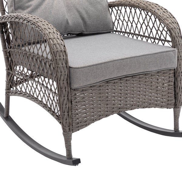 3pcs Outdoor Furniture Modern Wicker rocking chair set - Overstock - 37253099