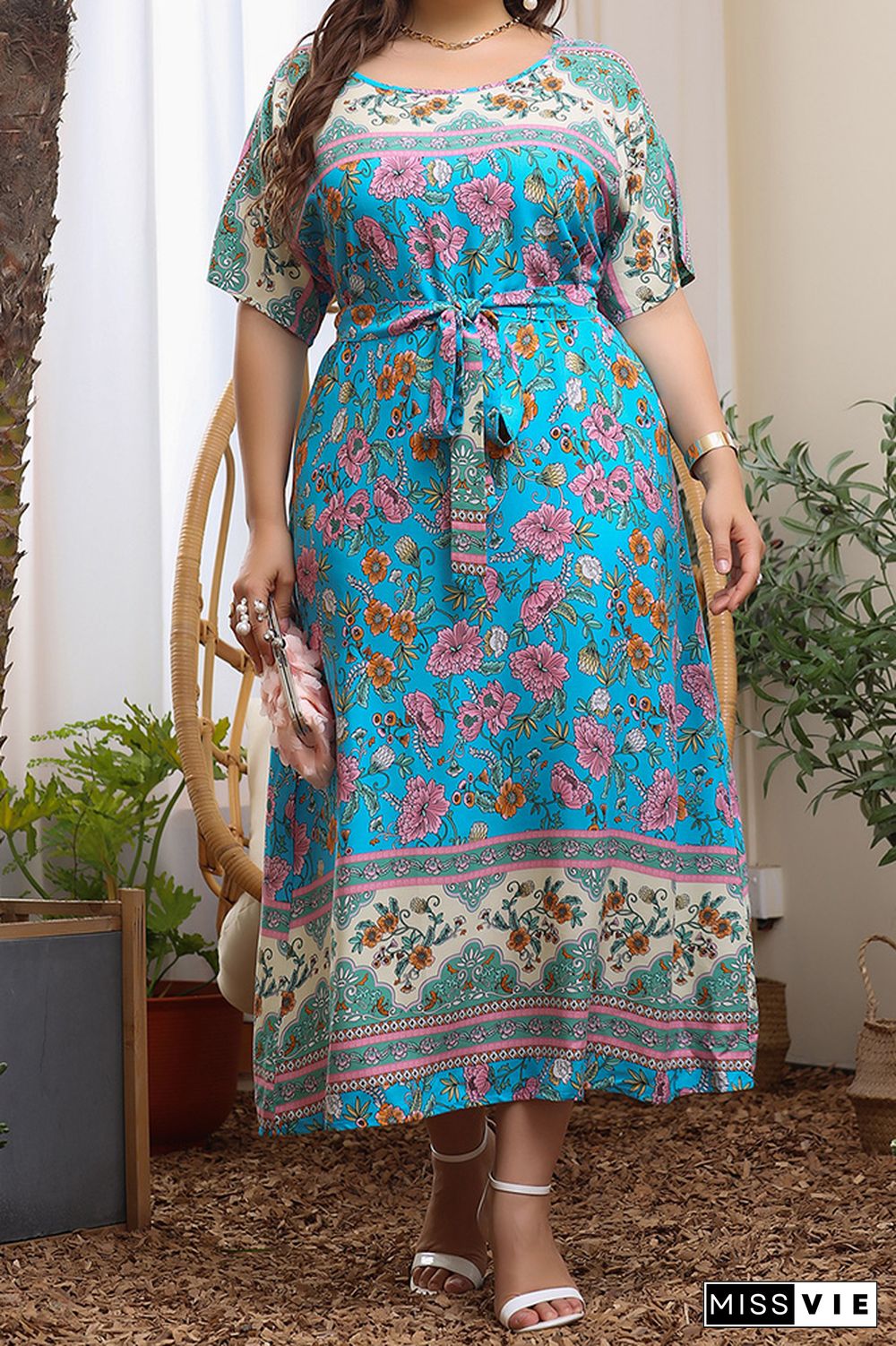 Plus Size Boho Floral Dress