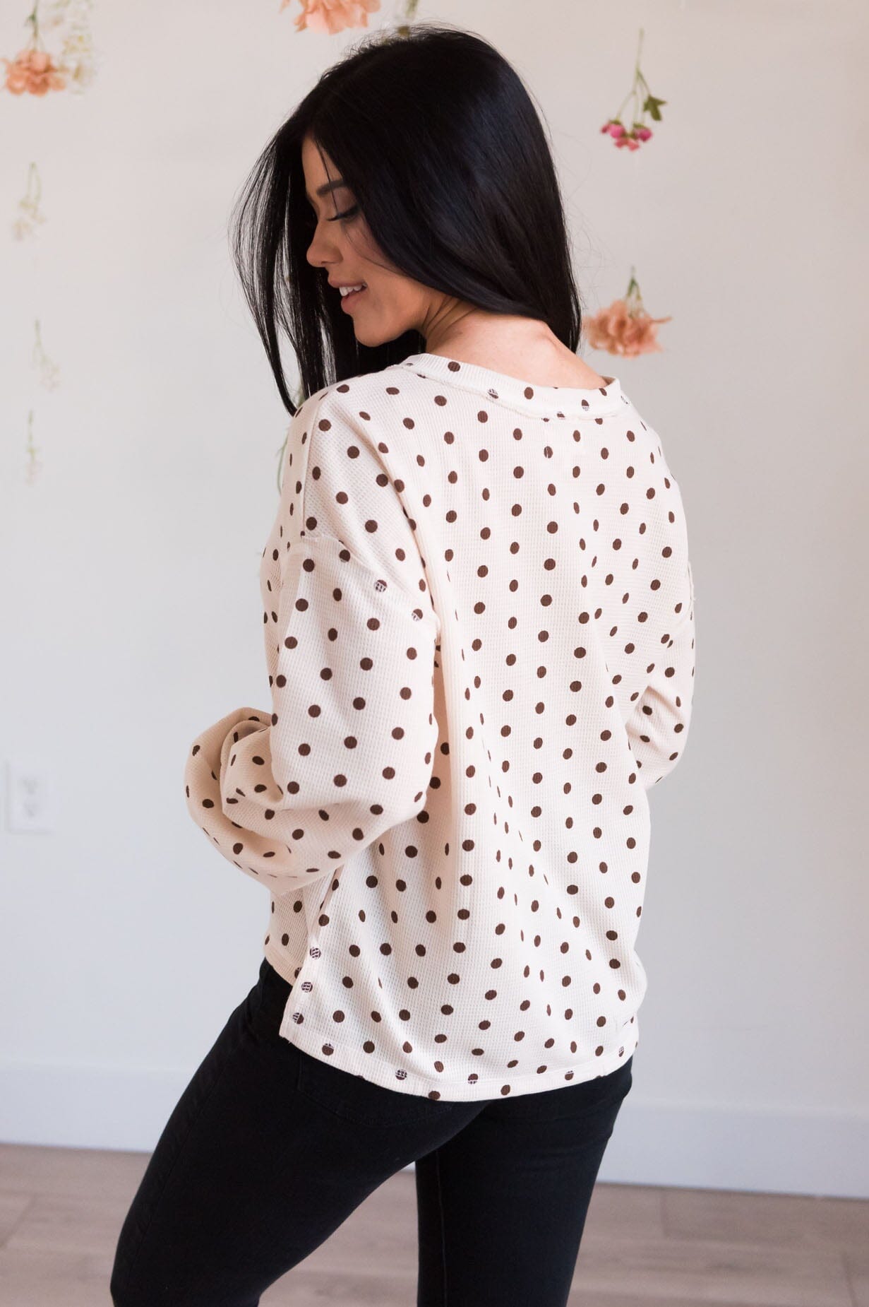 Date Day Modest Polka Dot Top