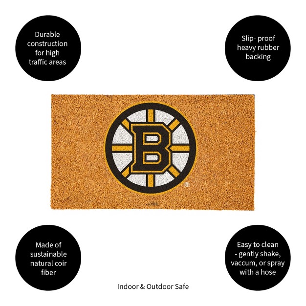 Evergreennhlboston Bruins Logo Natural Coir 28 X 16 Inches Indoor Outdoor Doormat