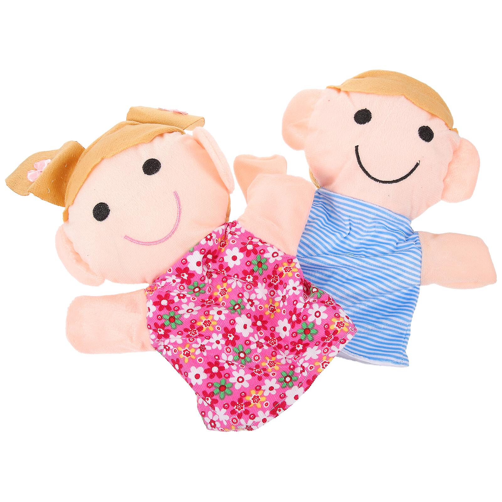 2pcs  Family Members Hand Puppets Educational Stuffed Hand Puppet For Storytelling (son， Daughter)