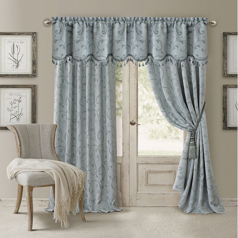 Elrene Home Fashions Mia Jacquard Scroll Blackout Window Curtain