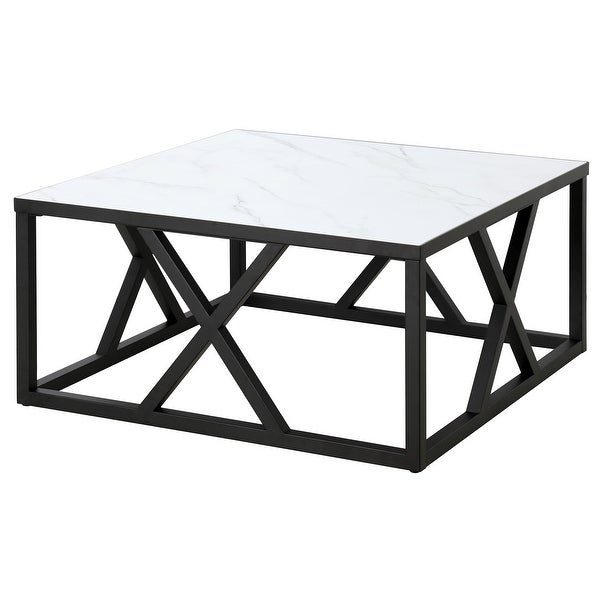 Jedrek 35'' Wide Square Coffee Table with Faux Marble Top