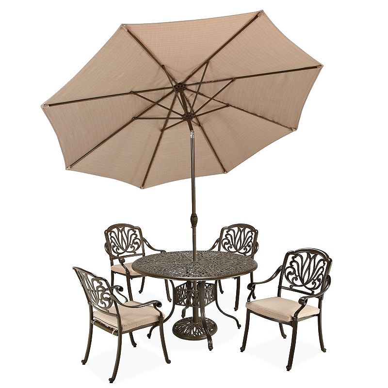 homestyles Patio Dining Table， Umbrella and Chairs 6-piece Set