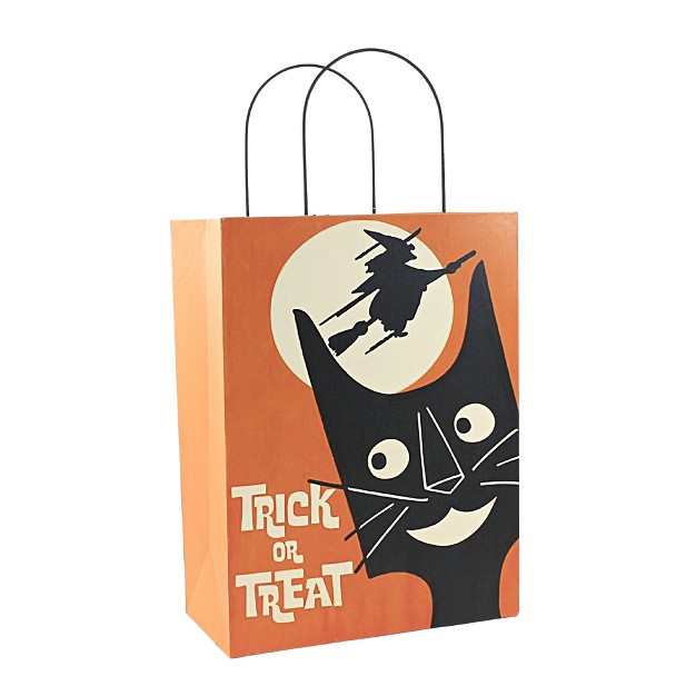 Bethany Lowe Halloween Tin Treat Bag One Figurine 14 75 Inches Witch Moon Black Cat Tf0137 Metal Orange