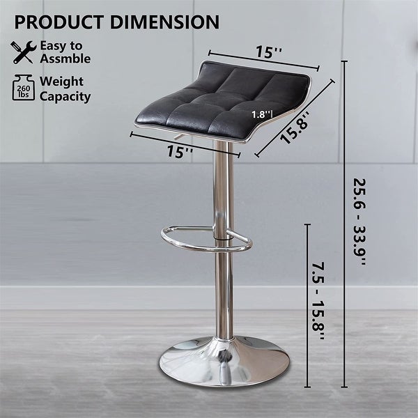 Backless Adjustable Tall Metal Base Swivel Bar Stools (Set of 2)